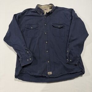 VTG 90s County Seat Jeanswear Heavy Cotton Twill Shirt Mens XL Navy Chore Work